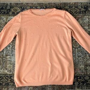 LC Lauren Conrad Peach Crewneck Sweater with Dot Embellishments